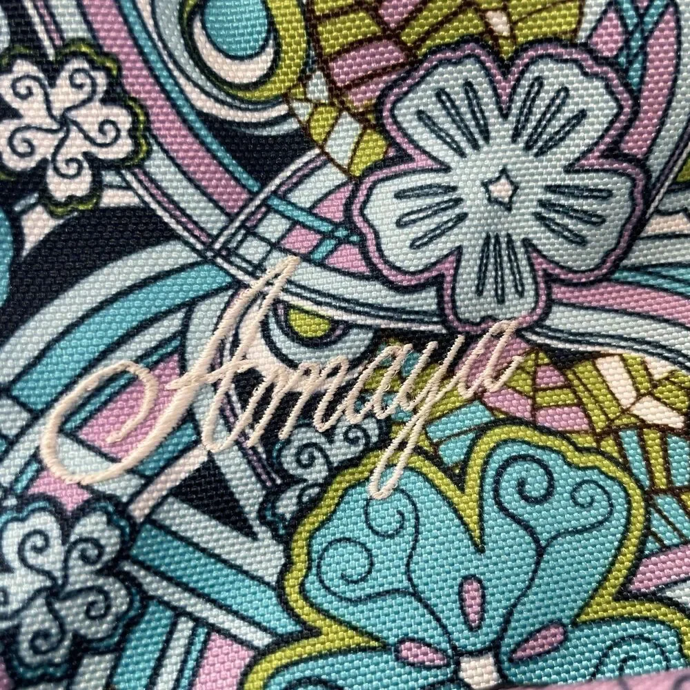 LL Bean Blue Green Purple Floral 70s Design Personalized Backpack Amaya